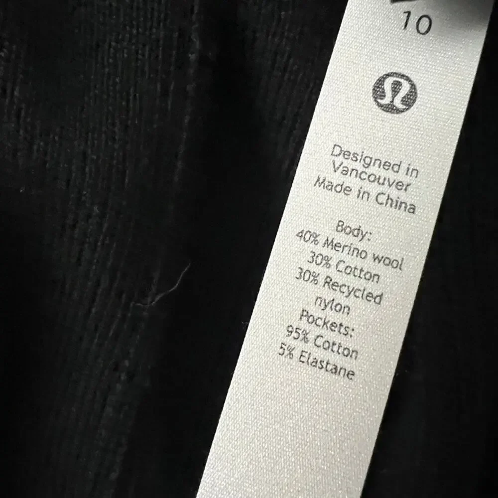 Lululemon Merino Wool Blend Ribbed Long Wrap Sweater Black‎ Women Size 10